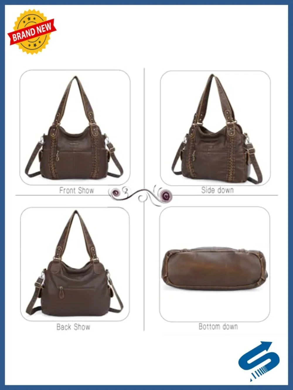 Women's Anti-Scratch PU Leather Hobo Tote Bag Crossbody Shoulder Handbag